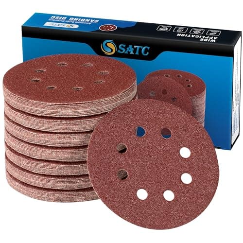 Image of SATC Sanding Discs 80 Grit 72Pcs Orbital Sander Discs 125mm Hook and Loop Round Orbital Sander Pads for Sanding