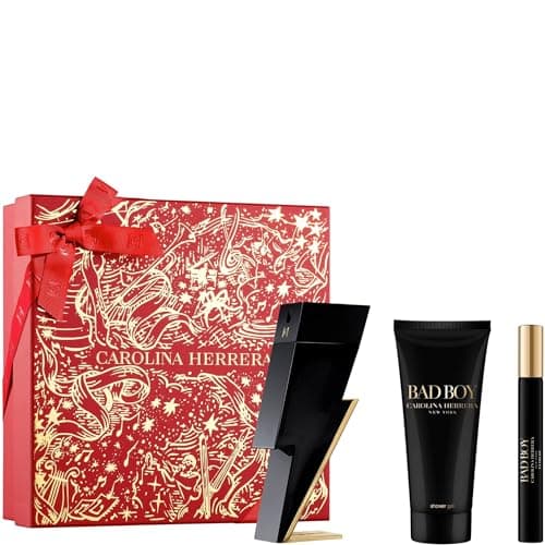 Image of Carolina Herrera Bad Boy Eau de Toilette 50ml Gift Set 2025 (Contains 50ml EDT, 100ml Shower Gel and 10ml Travel Spray)