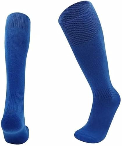 Image of reshmena Kids Football socks Children Hockey Sports Knee High Socks Juniors Knee High Football Socks Outdoor Sports Soccer Socks, Boys Rugby Socks Size 3-6 Royal Blue