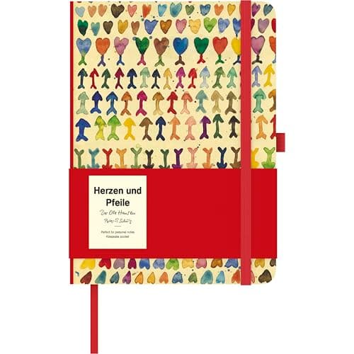 Image of Hearts and Arrows Notebook: Notebook 16 x 22 cm with Motifs from the MoMa Collection by Peter T. Schulz, Bookmark Ribbon and Pen Holder for Creatives, Design Lovers & Romantics