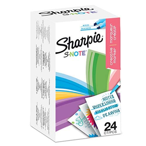 Image of Sharpie S-Note Highlighter Pens, Part Art Marker, Part Highlighter to Draw, Write and More, Chisel Tip, Assorted Pastel Colours, 24 Count