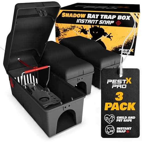 Image of Pest-X Pro Shadow Professional Rat Trap Box - 3X, Safe For Kids & Pets, Heavy Duty Rodent Trap Station, Reusable & Easy To Set For Indoors & Outdoors, Rat Traps That Eliminate Instantly