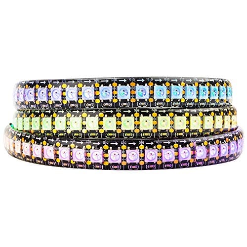 Image of BTF-LIGHTING WS2812B 3.2FT 1m 144 LEDs/Pixels/m Black PCB Individual Addressable 5050SMD LED Full Color led Pixel Strip Dream Color IP65 Waterproof DC5V for Indoor Lighting