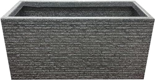 Image of STAR SUPPLIES Large Deep Rectangular Brick Effect Flowers Plants Lightweight 60cm Long Garden Trough Slate Planter (1 Slate Trough Planter)