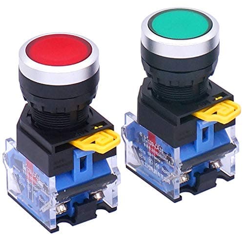Image of Taiss 2pcs 22mm Momentary Push Button Switch 10A 440V 1NO 1NC DPST Red Green Sign DPST Pushbutton Switches LA38-11BN/GR