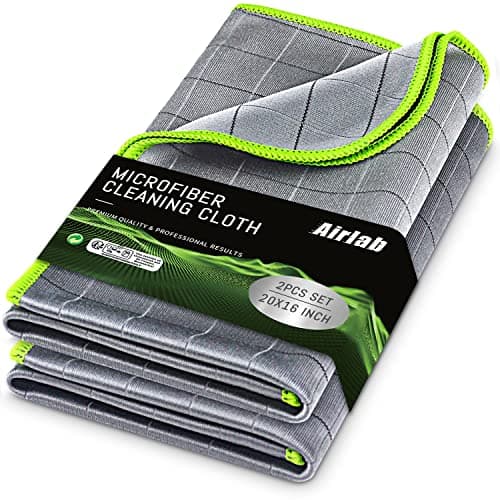 Image of Airlab 2X Thickened Magic Cleaning Cloth 400gsm, Glass Cloths for Windows Streak Free, Lint Free Microfibre Carbon Polishing Cloth for Car Windscreen Dash Bathroom Mirror, 50x40 cm