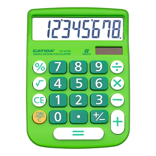 Image of CATIGA Desktop Calculator 8 Digit with Solar Power and LCD Display, Big Buttons, for Home, Office, School, Class and Business, 4 Function Small Basic Calculators for Desk, CD-8185