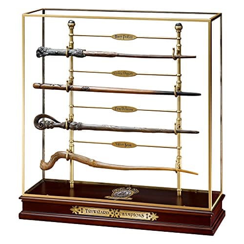 Image of The Noble Collection Harry Potter Triwizard Champions Wand Set - 17in (44cm) With Display Case 4 Resin Collectible Wands - Officially Licensed Film Set Movie Props Gifts