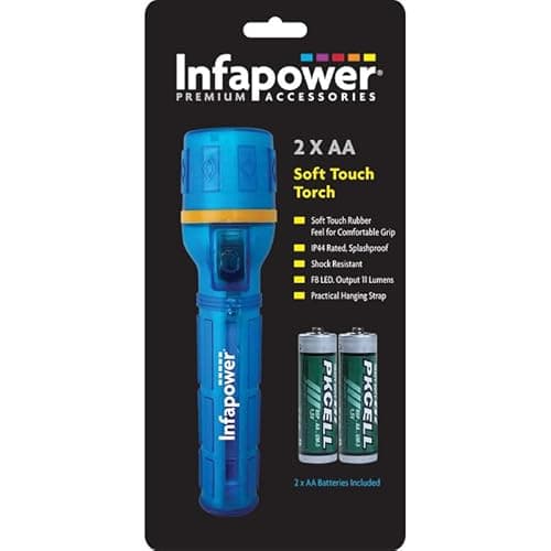 Image of Infapower INFA-F020 Splashproof Soft Touch Rubber Extra Bright F8 LED Torch with Shock Resistance, Blue