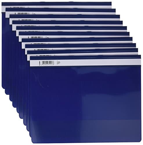 Image of Exacompta - Ref. 439907B - Pack of 10 lamellar presentation folders - transparent PVC cover - metal lamella - can bind A4 maxi perforated documents - blue color