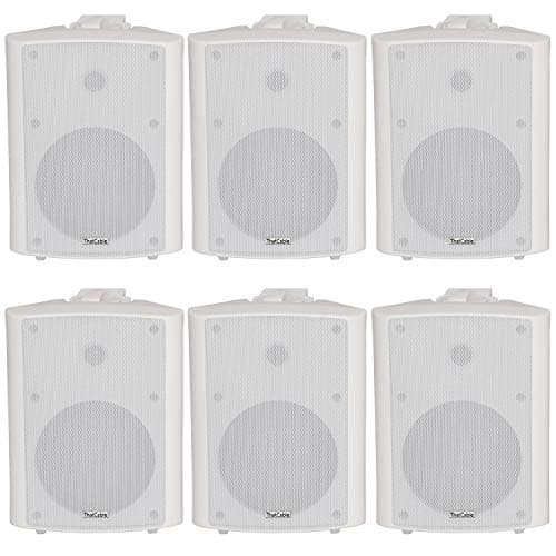Image of Loops 6x (3 Pairs) - 120W 2 Way White Wall/Shelf Mounted Stereo Speakers & Brackets – 6.5” 8Ohm – Quality Home Music Loudspeakers For HiFi Surround Sound & Streaming Audio