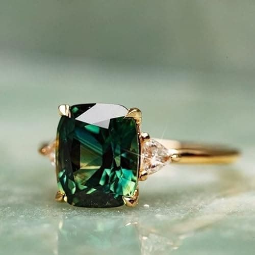 Image of TOMYEUS Exquisite Fashion Gold Diamonds Ring For Women Natural Gemstone Emerald Engagement Wedding Anniversary Party Gift Jewelry-7,White