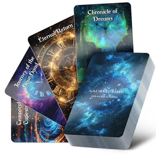 Image of Powerful Time Oracle Cards, Divine Timing Tarot Deck with Meanings on Them, Oracle Cards for Beginners, with Love, Energy, Soulmate, Work, Friendship, Spirit and Past Life (Blue)