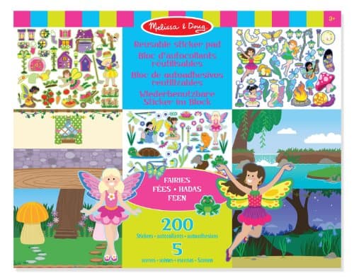 Image of Melissa & Doug Reusable Fairies Sticker Books for 3+ Year Olds, Plane Activities Toddlers, Reusable Stickers for Kids Travel Activity Packs, Childrens Books 3-4 Years - FSC-Certified Materials