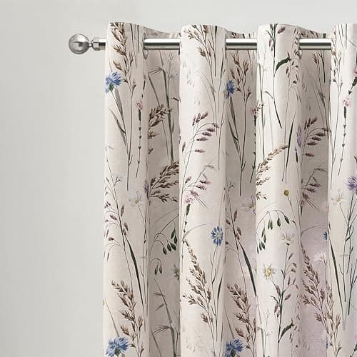 Image of Catherine Lansfield Grasmere Floral Fully Reversible 66x90 Inch Eyelet Curtains Two Panels Blue