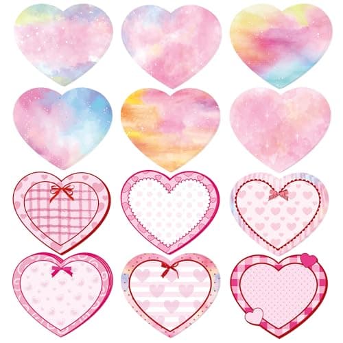 Image of 240 Sheets/12 Pads Gradient Heart Sticky Notes Love Heart Self-Adhesive Writing Notepads for Student Teacher to-Do List Post Its Message Reminder Choir Gift Appreciation Gifts School Office Supplies