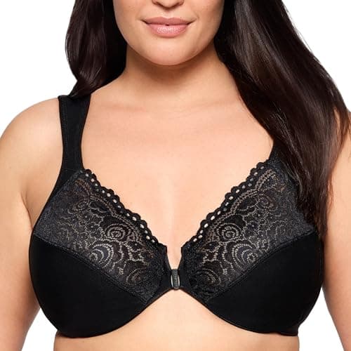 Image of Glamorise Wonderwire Front-Closure Underwire Bra 1245 (Women's & Women's Plus) Black