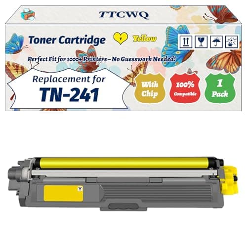 Image of Compatible for Brother TN-241 Toner Cartridge Work for Brother DCP-9020CDW DCP-9015CDW HL-3150CDN MFC-9140CDN Printers, with Chip, High Yield 2500 Pages, High-Definition Printing (1 Pack Yellow)