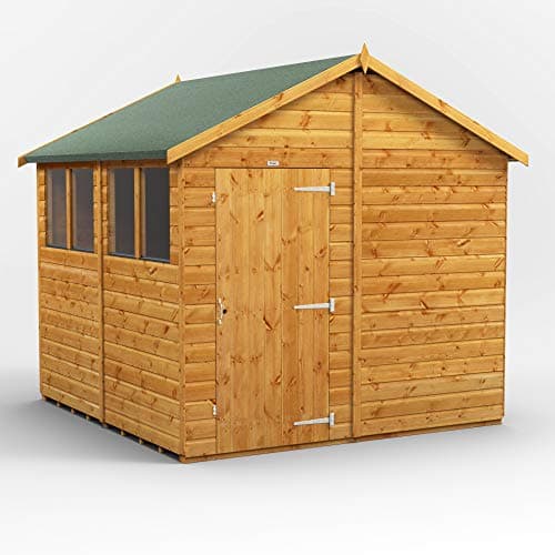 Image of POWER High Grade Premium Apex Garden Wooden Shed with Security Features, PVC Window Sills, Door & Window Flexibility, made from Extra Thick Timber & Toughened Glass