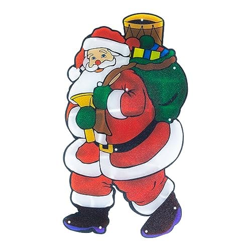 Image of The Christmas Workshop 70370 LED Santa Claus Christmas Window Light/Metallic Silhouette Light/Indoor Christmas Decorations/Battery Operated / 52cm x 29cm