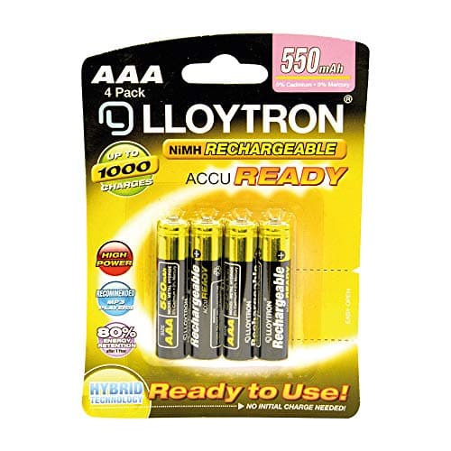 Image of LLOYTRON NiMH Rechargeable AccuReady Batteries / AAA Size / 550mAh / Ready to Use/ 4 Pack - B008