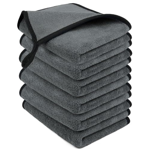 Image of Adiwo Microfibre Cleaning Cloths, 6 Pack, 500GSM Two-layer Thickened Towels, Lint Free Super Absorbent Towel, Microfibre Cleaning Cloth for Household and Car Washing, Drying, Polishing, 40x30cm