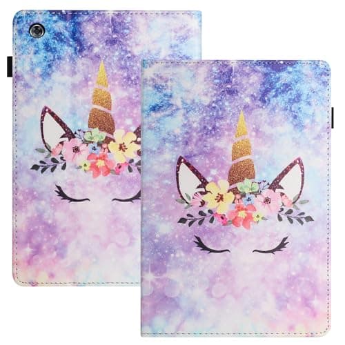Image of Huawei M5 Case - Mediapad M5 Lite 10.1 Inch PU+TPU Tablet Case With Card Slots Kickstand Cover Unicorn