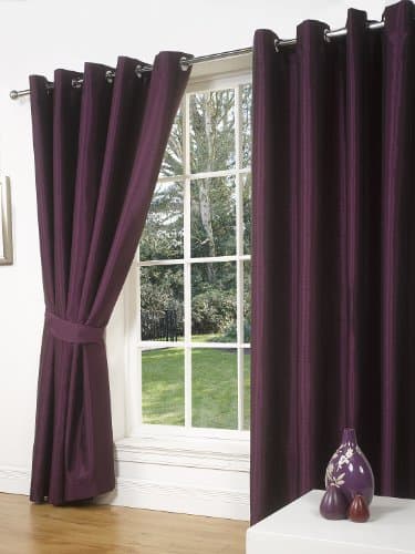 Image of Faux Silk - Aubergine - Eyelet Curtains - 46x54"/117x137cm