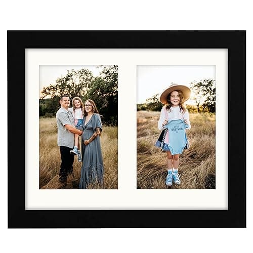 Image of AVEAX 8x10 (20x25 cm) Photo Frame Display Double 4x6 Frames Multiple Photos, Black