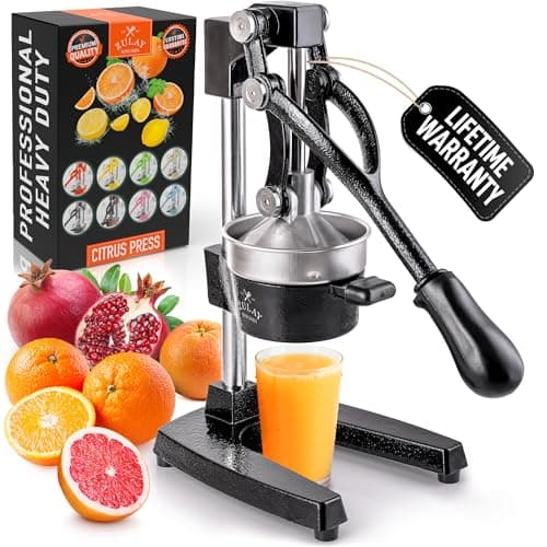 Image of Zulay Kitchen Cast Iron Juicer - Manual Citrus Press and Lemon Squeezer - Premium Quality Heavy Duty Manual Juicer for Orange Juice and Lime Squeezer, Black