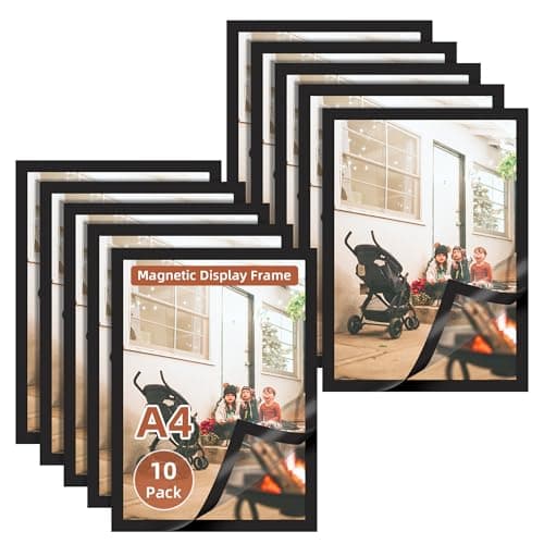 Image of Mcbazel 10pcs A4 Magnetic Soft Picture Frames,Self Adhesive Collage Photo Frame, Magnetic A4 Paper Display Frame Set for Home/Refrigerator/Office/Glass Window/Door