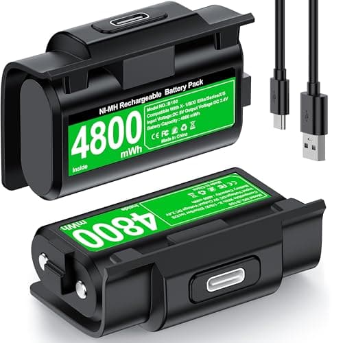Image of Rechargeable Battery Pack for Xbox Controller, Battery Pack with 2×4800mWh/LED Indicator/12 Hours Playtime, Play and Charge Kit Battery for Xbox One/S/X/Elite, Series S/X Interactive Gaming Figures