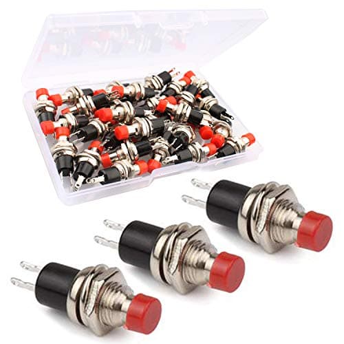 Image of RUNCCI-YUN 30pcs Red 7mm Momentary Mini Push Button Switch Normal Open, 250VAC 1A SPST ON/OFF 2 Pin Round push switches for Model Railway Hobby