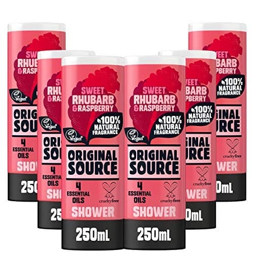 Image of Original Source Rhubarb and Raspberry Shower Gel, 100 Percent Natural Fragrance, Vegan, Cruelty Free, Paraben Free, Bulk Buy, Pack of 6 x 250 ml