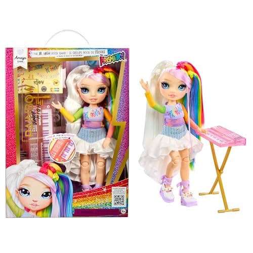 Image of Rainbow High Junior High Rock Band - Amaya, Rainbow - 23cm Fashion Doll with a Keyboard, Customise with Stickers, Posable, Cute Toys for Children Ages 4+