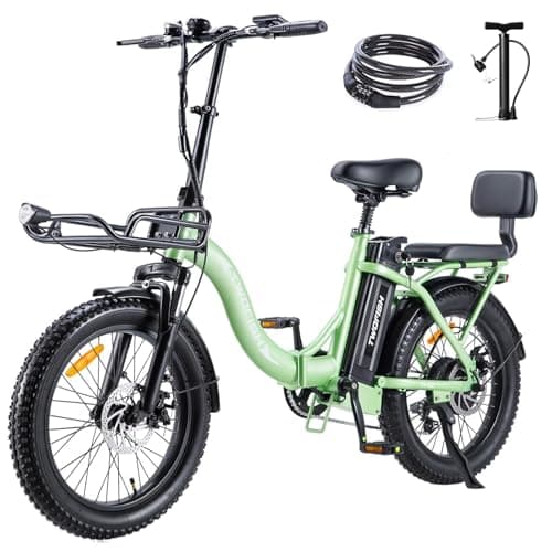 Image of TWOFISH Electric Bike for Adults, Folding Electric Bicycle with 36V 17.8AH Removable Battery, 20"x 3.0" Tire, Disc Brakes, LED Display, Dual Seat, Up to 100km Range, TF-02 (Green)