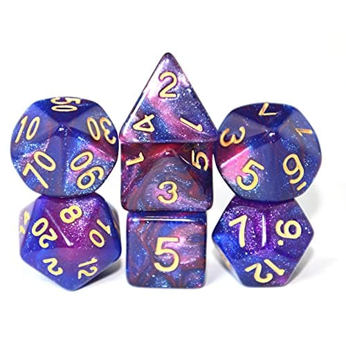 Image of SmartDealsPro Glitter Polyhedral Dice Sets with Pouches for DND RPG MTG Dungeon and Dragons Table Board Roll Playing Games D4 D8 D10 D12 D20 (Blue-Red)