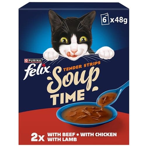 Image of FELIX Soup Tender Strips Farm Selection Wet Cat Food 6x48g (Pack of 8)