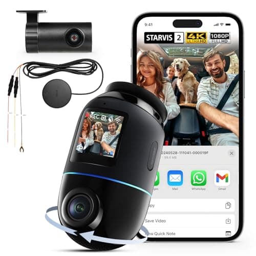 Image of 70mai Dash Cam 4K Omni, Front Rear 4K+1080P HDR Dashcam with Sony STARVIS 2, 4G LTE Hardwire Kit, Night Vision, Parking Mode, Voice Control, Motion Detection, WiFi 6, APP Control, 128GB Micro SD Card