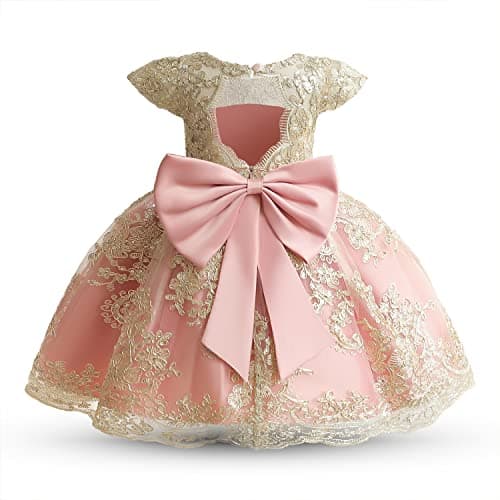 Image of NNJXD Baby Girl Dress Flower Embroidery Princess Tutu Pageant Party Gown 2006 Pink Size(80) 6-12 Months