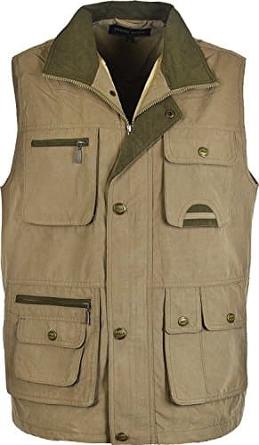 Image of R G Clothing Mens Fishing,Hunting,Hiking,Traveling Lightweight Body Warmer Gilet Windproof Showerproof Multy Pockets Gilet Jacket (UK, Alpha, M, Regular, Regular, Taupe)