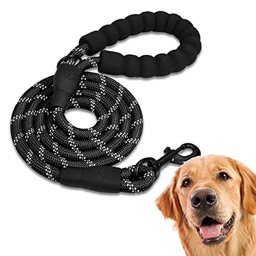Image of Edipets, Dog Lead, Durable Slip Rope with Soft Padded Handle, Highly Reflective Threads, for Small, Medium, Large Dogs, 47, 60 and 87 inches (87 Inches, Black)