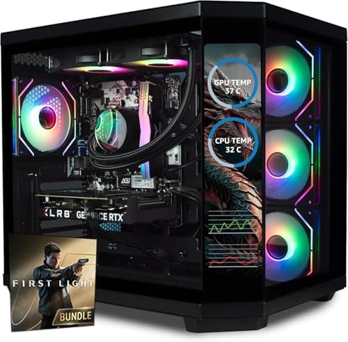 Image of ionz Gaming Desktop PC, Ryzen 7 9800X3D, Nvidia RTX 5080, 32GB DDR5 RAM, 2TB NVMe SSD, Windows 11, 1000W 80+ PSU (Apex Vision, Black) 007 First Light GeForce RTX 50 Series Bundle