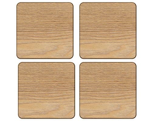 Image of Creative Tops 5115973 Set of 4 Oak Veneer Coasters, 10.5 x 10.5 cm (4" x 4") , Brown