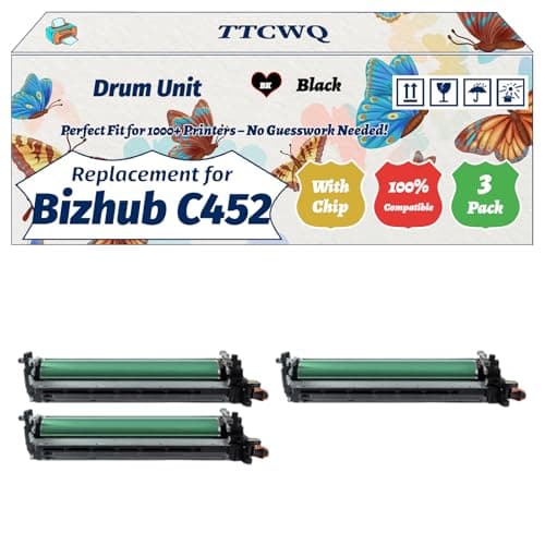 Image of TTCWQ Compatible for Konica Minolta Bizhub C452 Drum Unit Work for Konica Minolta Bizhub C452 Printers, with Chip, High Yield 200000 Pages, High-Definition Printing (3 Pack Black)