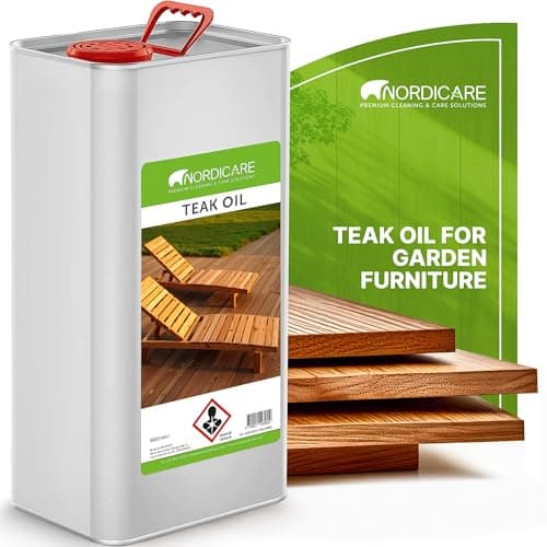 Image of Nordicare Teak Oil for Garden Furniture 5L – Outdoor Wood Oil for Garden & Outdoor Furniture, Seals and Protects Against Drying Out, Easy to Apply, Suitable for Teak, Oak, Mahogany & More