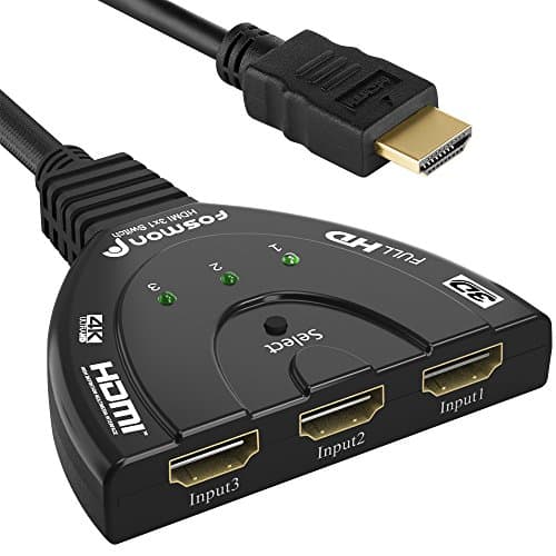Image of Fosmon 4K HDMI Switch 3 in 1 Out 4K@30Hz, 3-Port HDMI Splitter Hub Switcher Auto Switching UHD 3D HDR HD 1080P HDCP, for HDTV, PS5/4, Xbox, Fire Stick