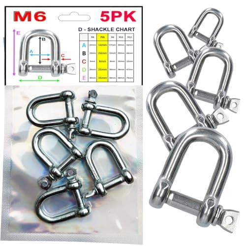 Image of 5pk Dee Shackles Various sizes M5 M6 M8 M10 M12 or a unique selection pack. Galv Steel + Zinc coated in a handy resealable storage pack. (M6mm(5pk))