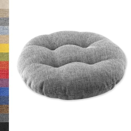 Image of Round Seat Cushion 80cm - Soft Floor Pillow Chair Pad Linen-Look Seat Cushion for Living Room Office Conference Room - Stylish Grey Comfort Cushion