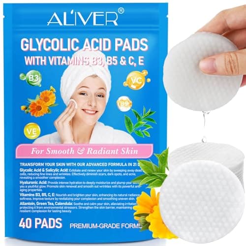 Image of Glycolic and Salicylic Acid Face Pads - Exfoliating Cotton Wipes for Skin Peeling & Deep Cleaning with Allantoin & Calendula for Women - 40 Pads